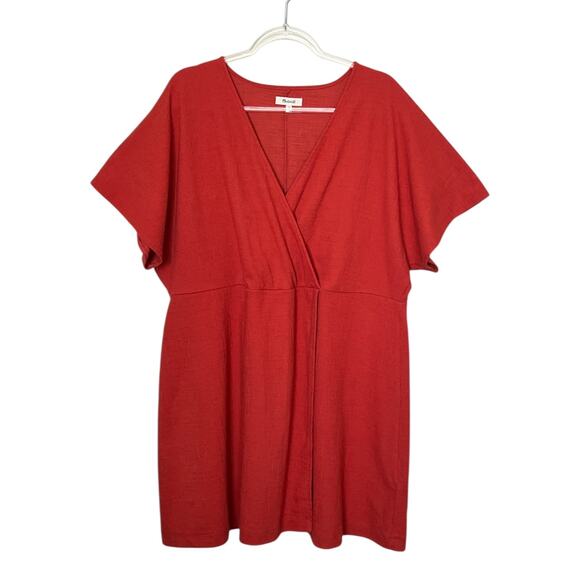 Madewell Women’s Wrap Mini Dress‎ Size 3X Burnt Orange Textured V-Neck - Picture 1 of 8